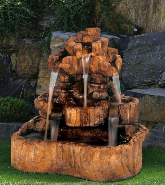 Rock Falls Fountain Medium Massive Canyon Waterfall Nature Decor